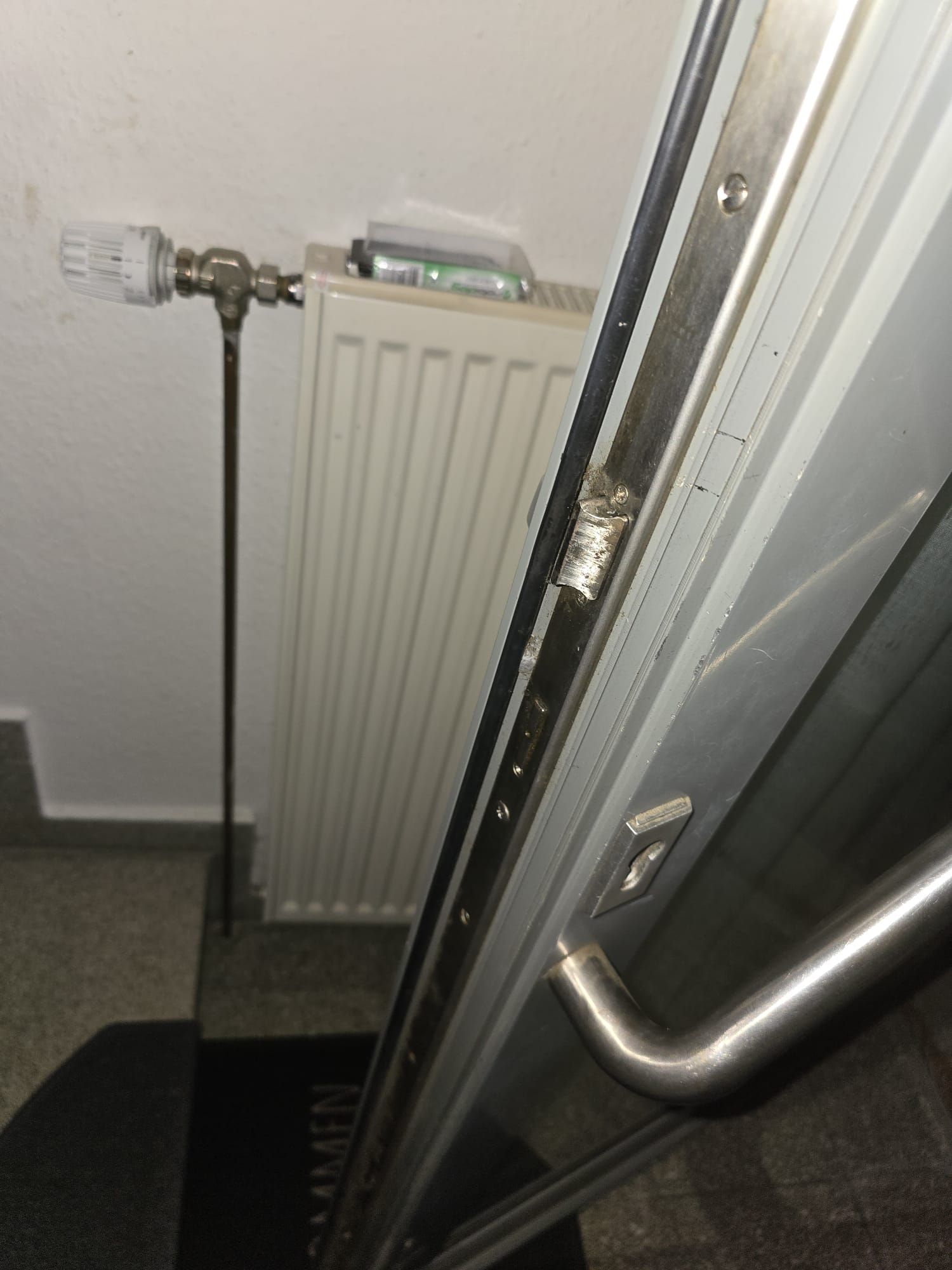 Geöffnete Haustür mit Einsteckschloss nach Türöffnung in Lehrte